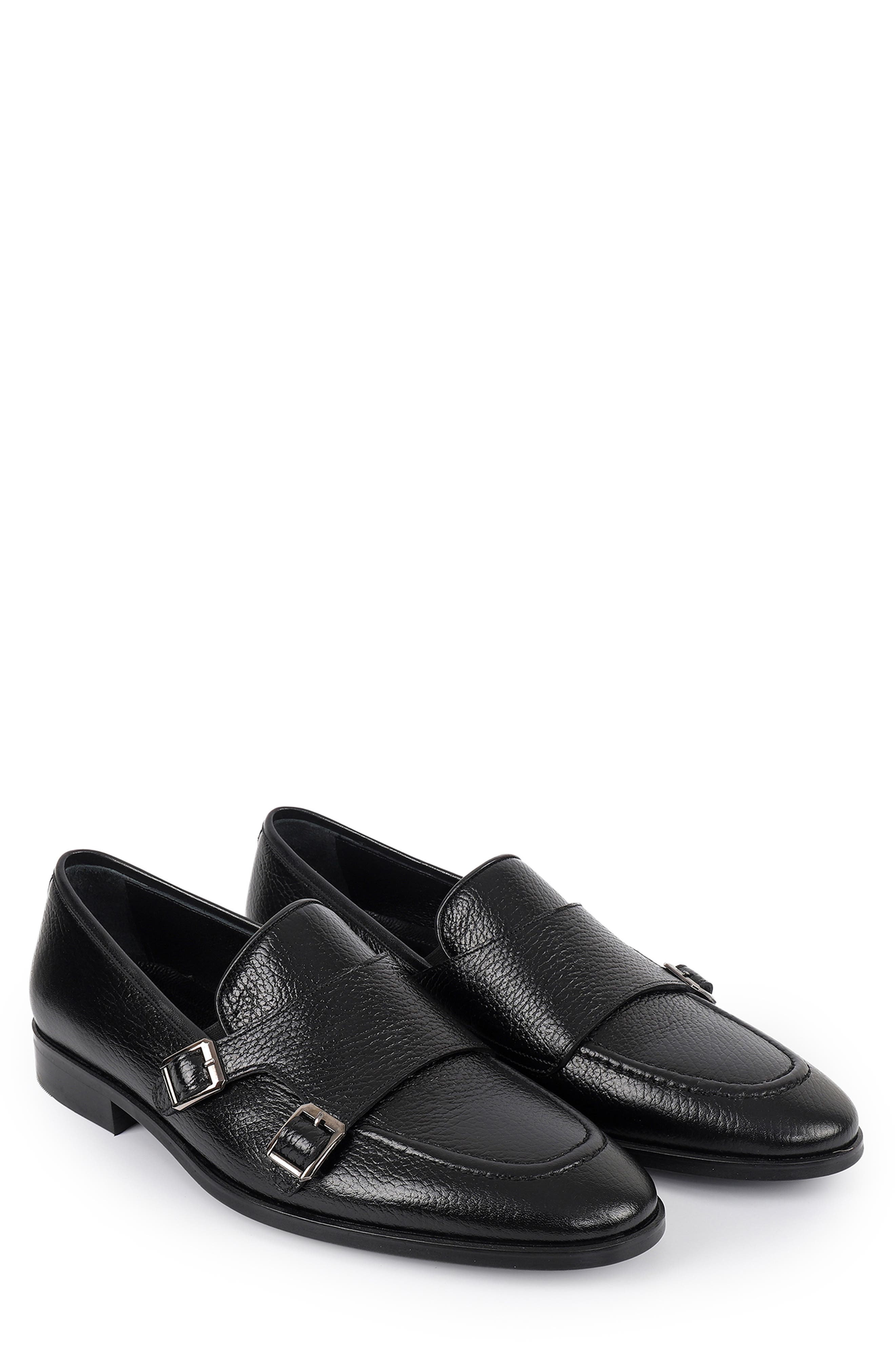 VELLAPAIS Ledonia Double Monk Strap Loafer, Alternate, color, Black