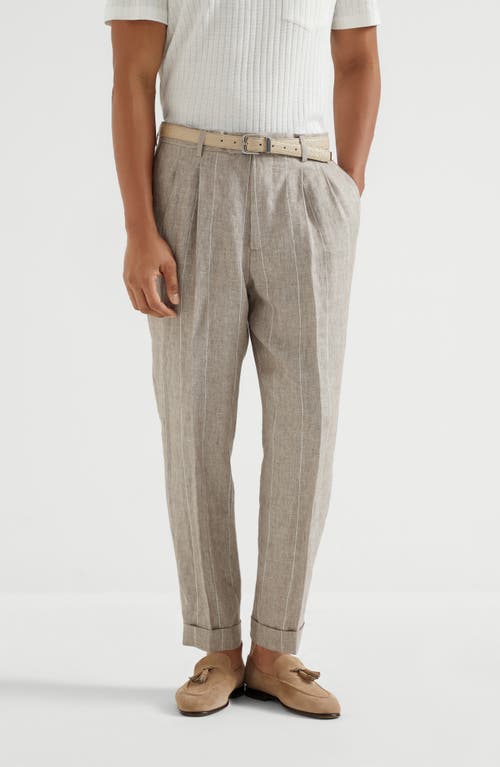 Shop Brunello Cucinelli Wide Chalk Stripe Trousers In Yuta