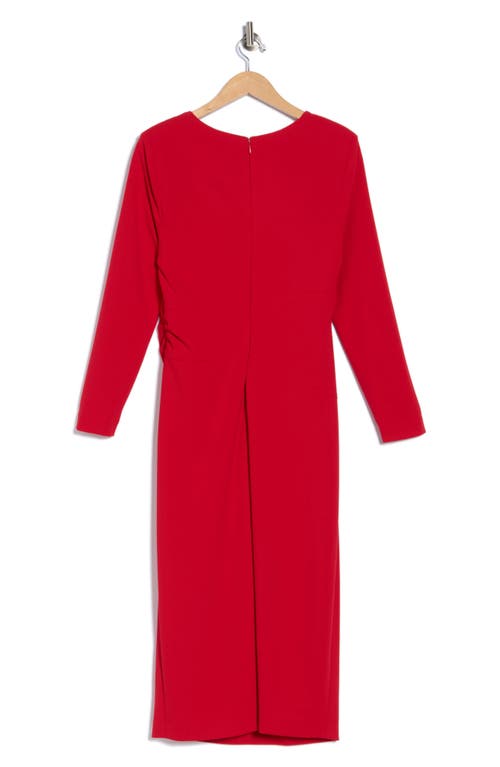 Calvin Klein Square Neck Midi Sheath Dress In Red