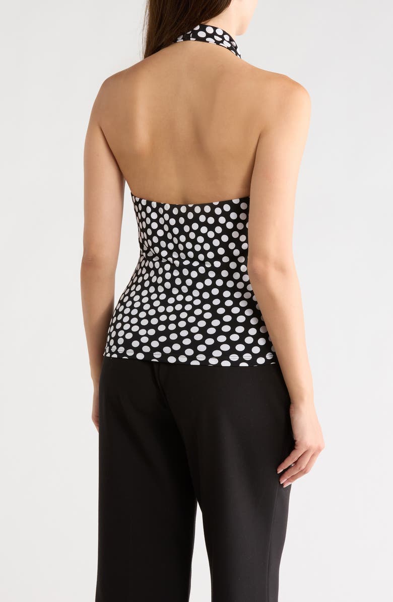 Renee C Polka Dot Knit Halter Top, Alternate, color, Black/ White
