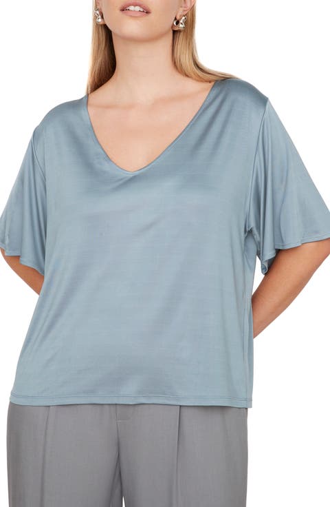 Flutter Sleeve Knit Top (Plus Size)