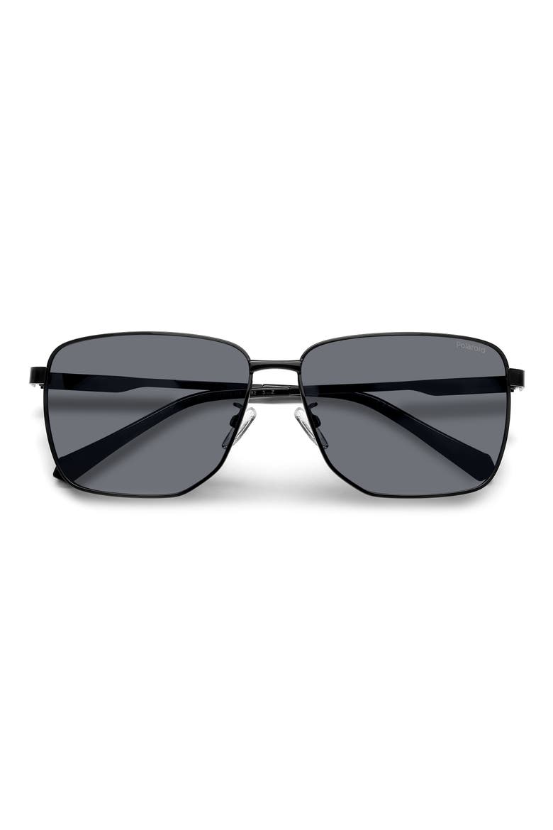 62mm Polarized Oversize Square Sunglasses, Main, color, BLACK/ GRAY POLAR