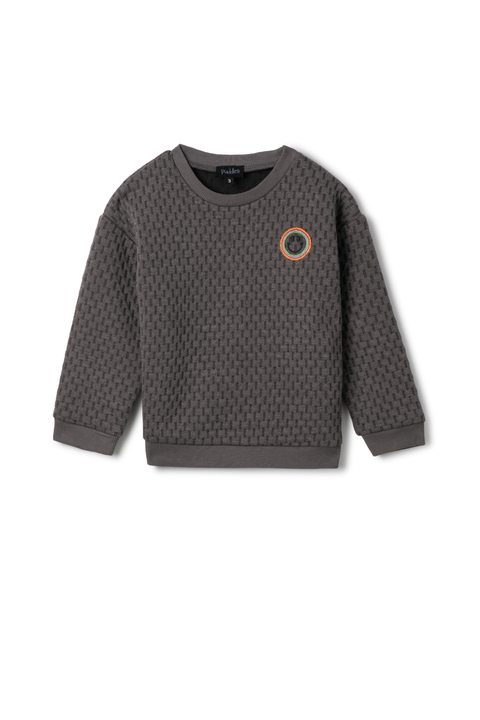Quilted Smiley Love Heart Embroidered Long Sleeve Sweatshirt (Toddler, Little Kid & Big Kid)