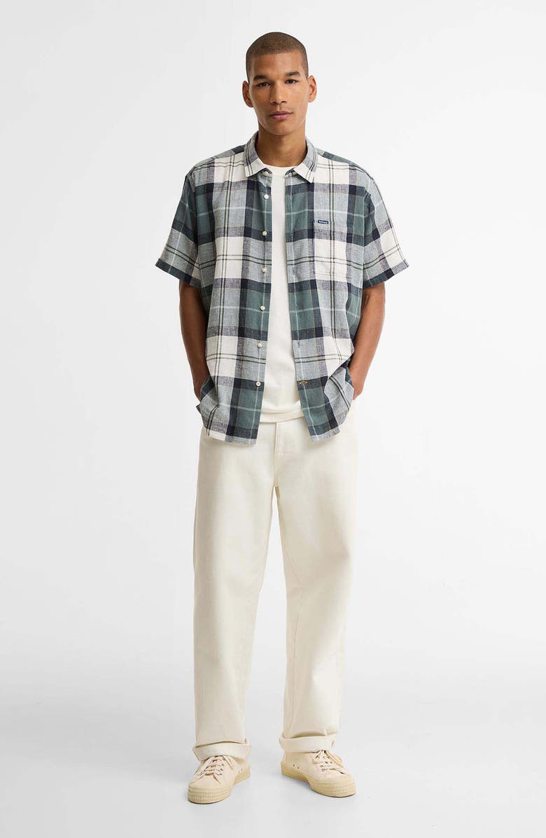 Barbour Croft Short Sleeve Linen Blend Shirt, Alternate, color, Meadow Brook Tartan
