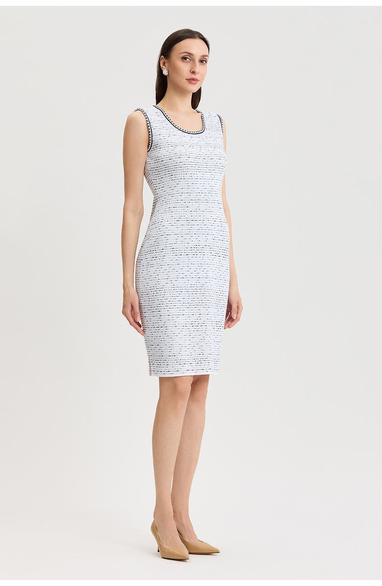 Ming Wang Soft Knit Knee-Length Sheath Dress, Alternate, color, White/Indigo