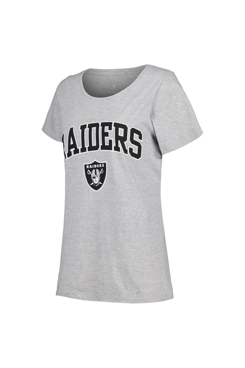 Women's Fanatics Branded Heather Gray Las Vegas Raiders Plus Size Arch Over Logo T-Shirt, Alternate, color, Heather Gray