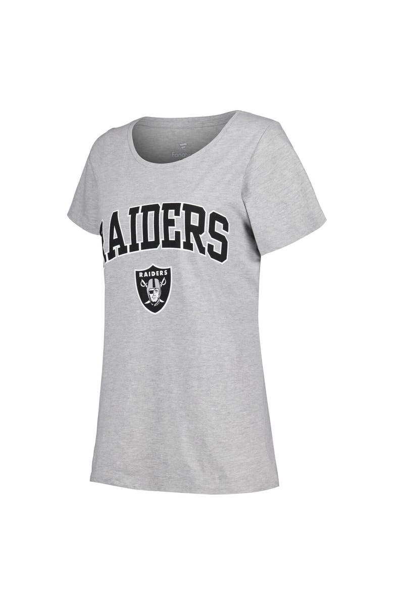 FANATICS Women's Fanatics Branded Heather Gray Las Vegas Raiders Plus Size Arch Over Logo T-Shirt, Alternate, color, Heather Gray