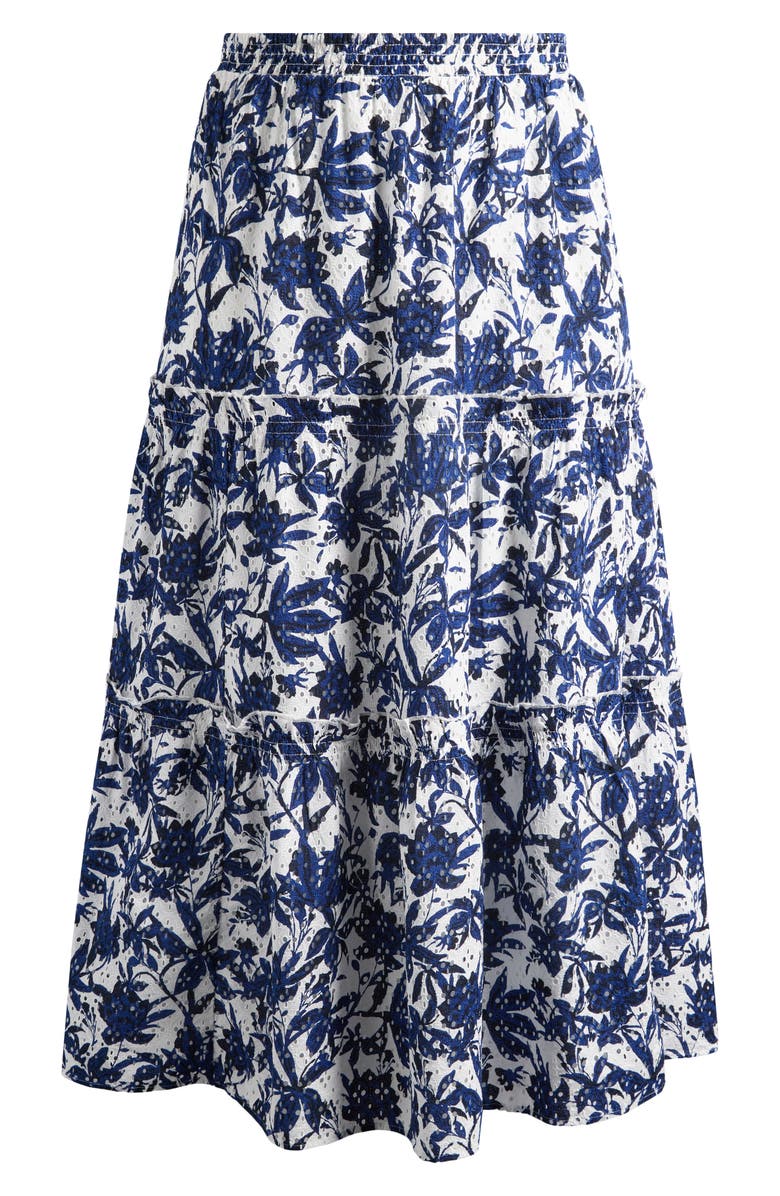 Caslon<sup>®</sup> Print Eyelet Tiered Maxi Skirt, Alternate, color, Ivory- Blue Navy Bea Floral