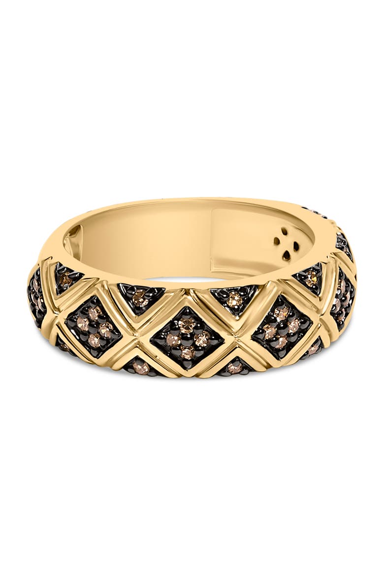 10K Yellow Gold Plated Silver 3/8 Cttw Champagne Diamond Geometric Style Band Ring, Main, color, Yellow Gold over Silver