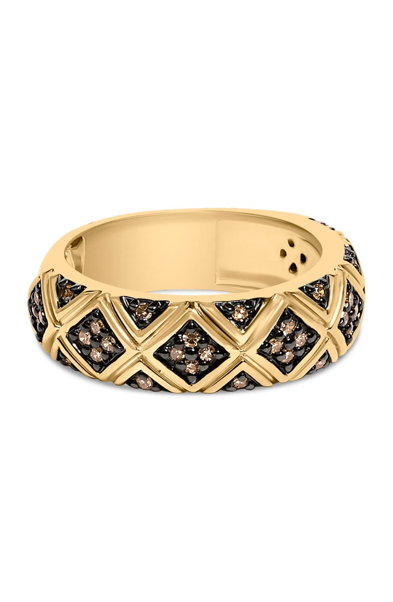 Haus of Brilliance 10K Yellow Gold Plated Silver 3/8 Cttw Champagne Diamond Geometric Style Band Ring, Main, color, Yellow Gold Over Silver