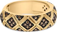 Haus of Brilliance 10K Yellow Gold Plated Silver 3/8 Cttw Champagne Diamond Geometric Style Band Ring