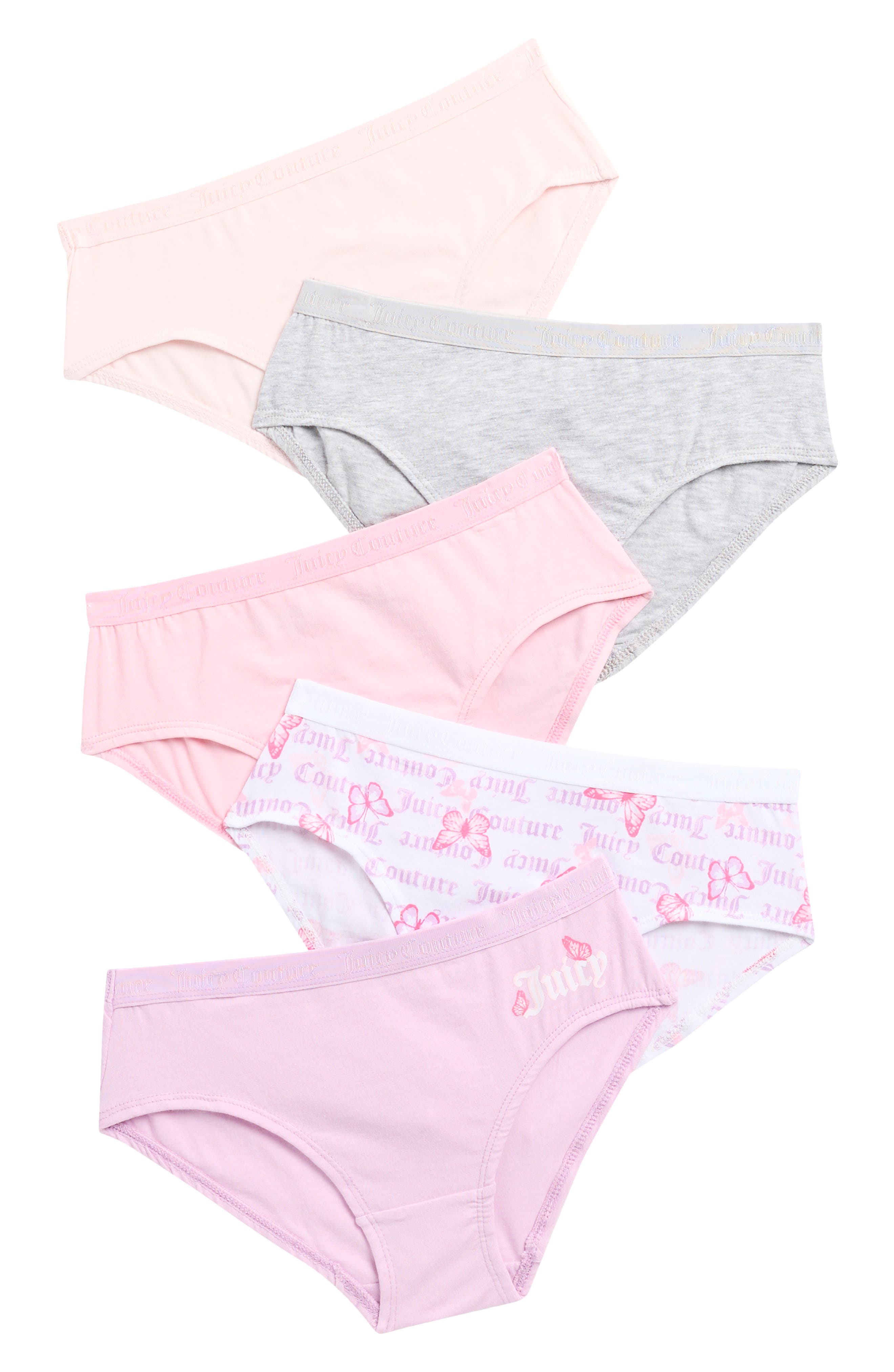 Juicy Couture Kids' 5-Pack Stretch Cotton Bikinis