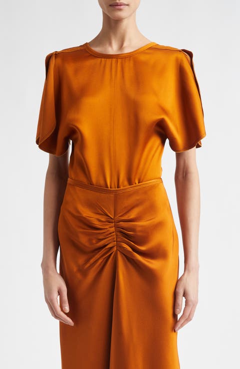 Draped Crepe Back Satin Top