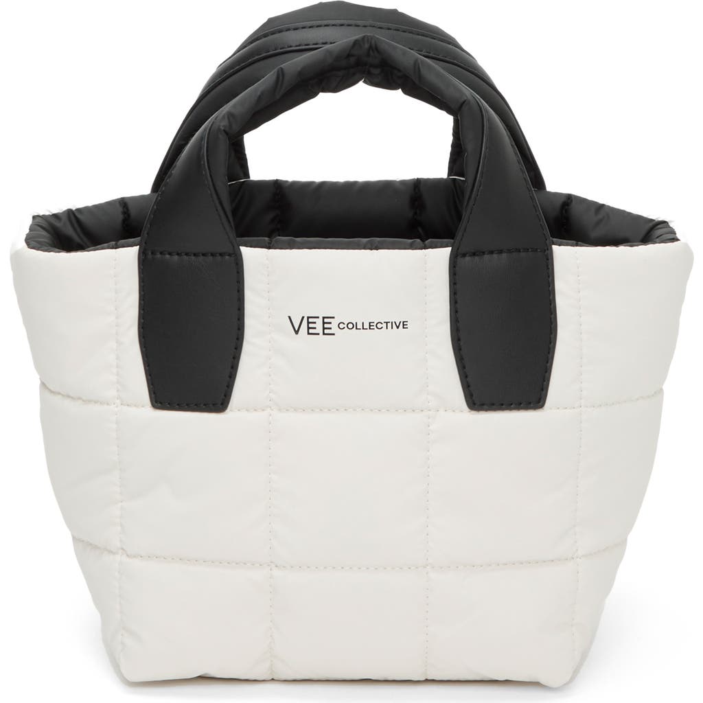 VeeCollective Mini Porter Water Resistant Quilted Recycled Nylon Tote in Whisper White Wht  product