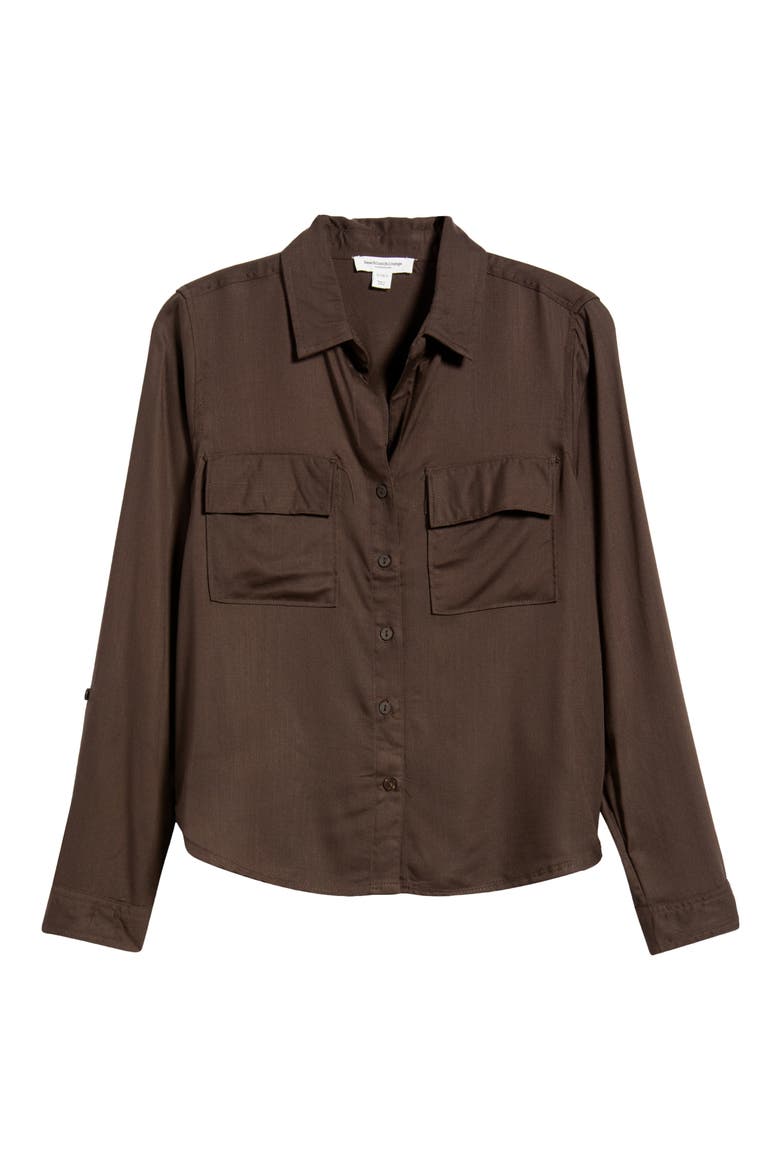 Felicity Button-Up Shirt, Alternate, color, HOT FUDGE