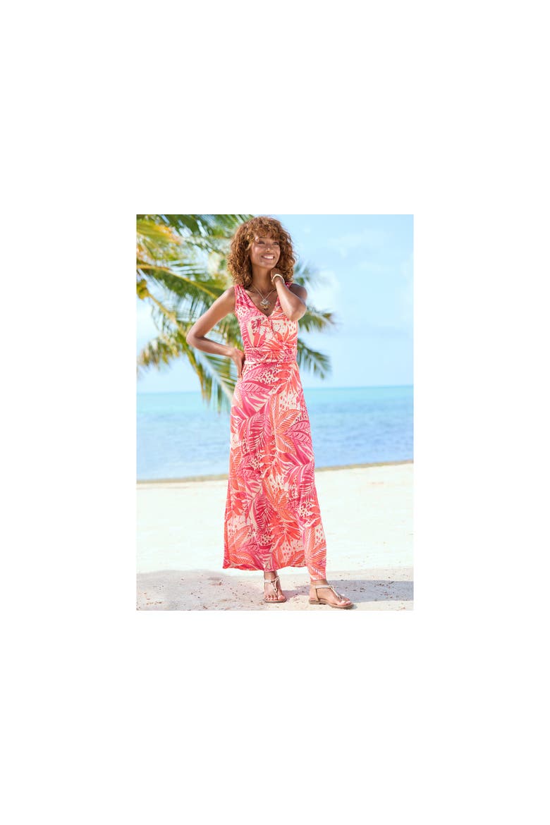 Smocked Waist Maxi Dress, Alternate, color, Pink Orange