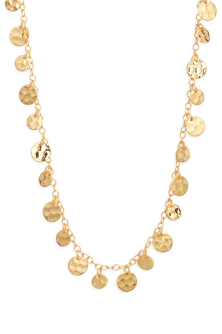 Hammered Disc Necklace, Main, color, GOLD
