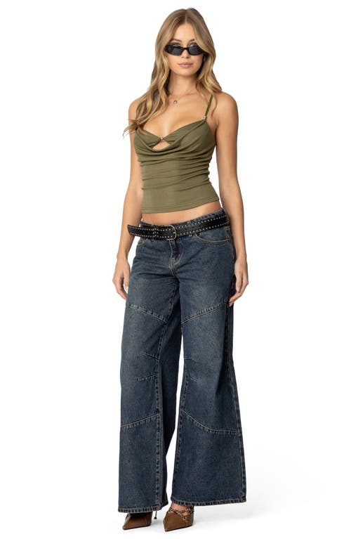 Shop Edikted Layered Cowl Neck Camisole In Green