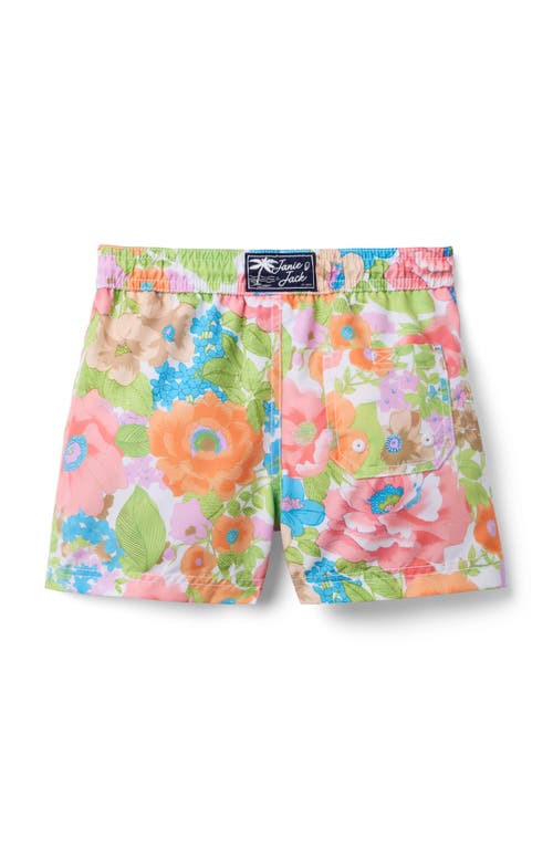 Janie And Jack Recycled Floral Swim Trunk In White