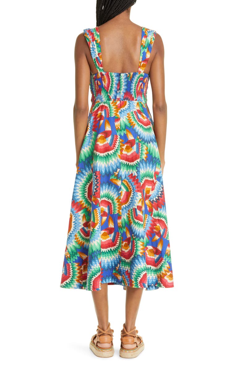 FARM Rio Chevron Toucans Midi Dress, Alternate, color, 