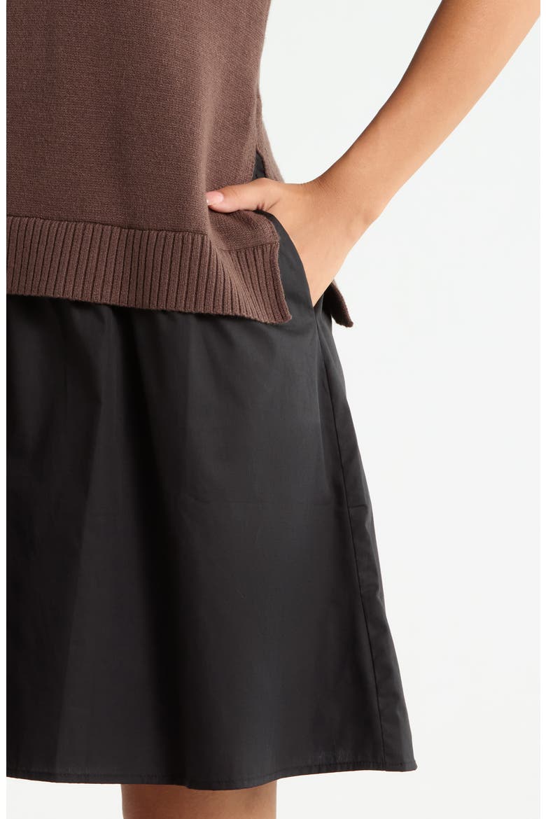 Karola Mixed Media Minidress, Alternate, color, DARK BROWN