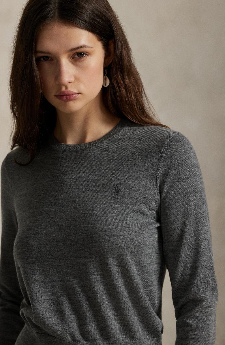 Polo Ralph Lauren Merino Wool Sweater, Alternate, color, Flannel Heather Grey