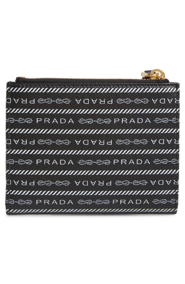 Prada Logo Print Leather French Wallet, Alternate, color, 