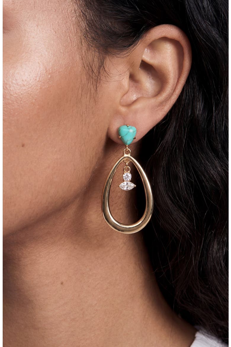 Turquoise Oval Drop Earrings, Alternate, color, TURQUOISE
