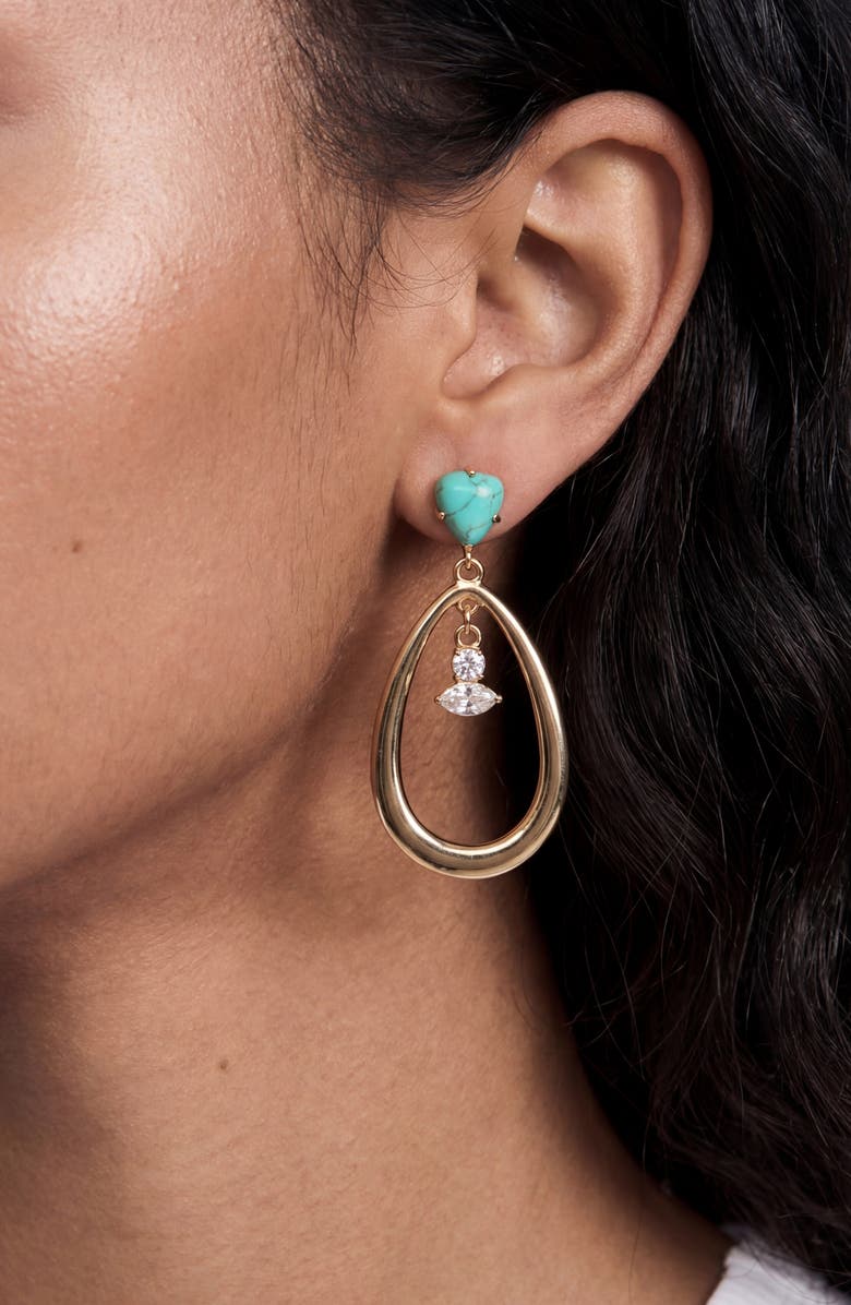 Ettika Turquoise Oval Drop Earrings, Alternate, color, Turquoise