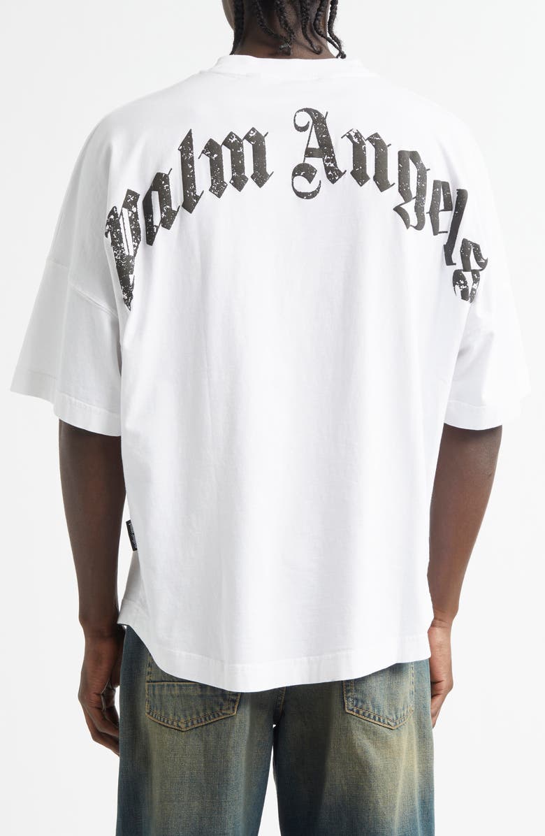 Palm Angels Oversize Curved Logos Cotton Graphic T-Shirt, Alternate, color, 