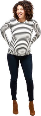 Nom Maternity Liv Long Sleeve Sculpting Maternity Crew Neck Tee