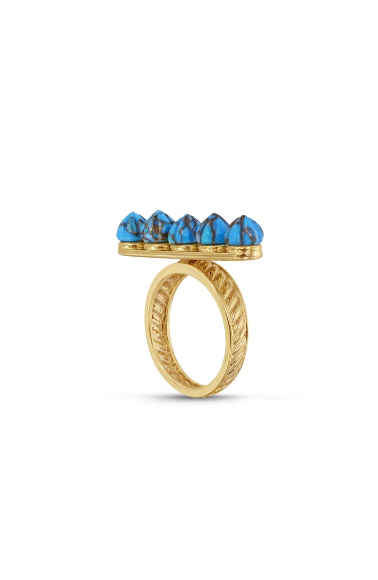 LuvMyJewelry Summer Nights Gold Plated Silver Turquoise Gemstone Multi stone Ring Pendant, Alternate, color, 