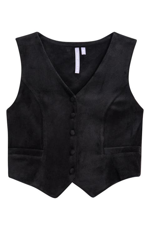 Kids
 Stretch Velvet Button-Up Vest (Big Kid)