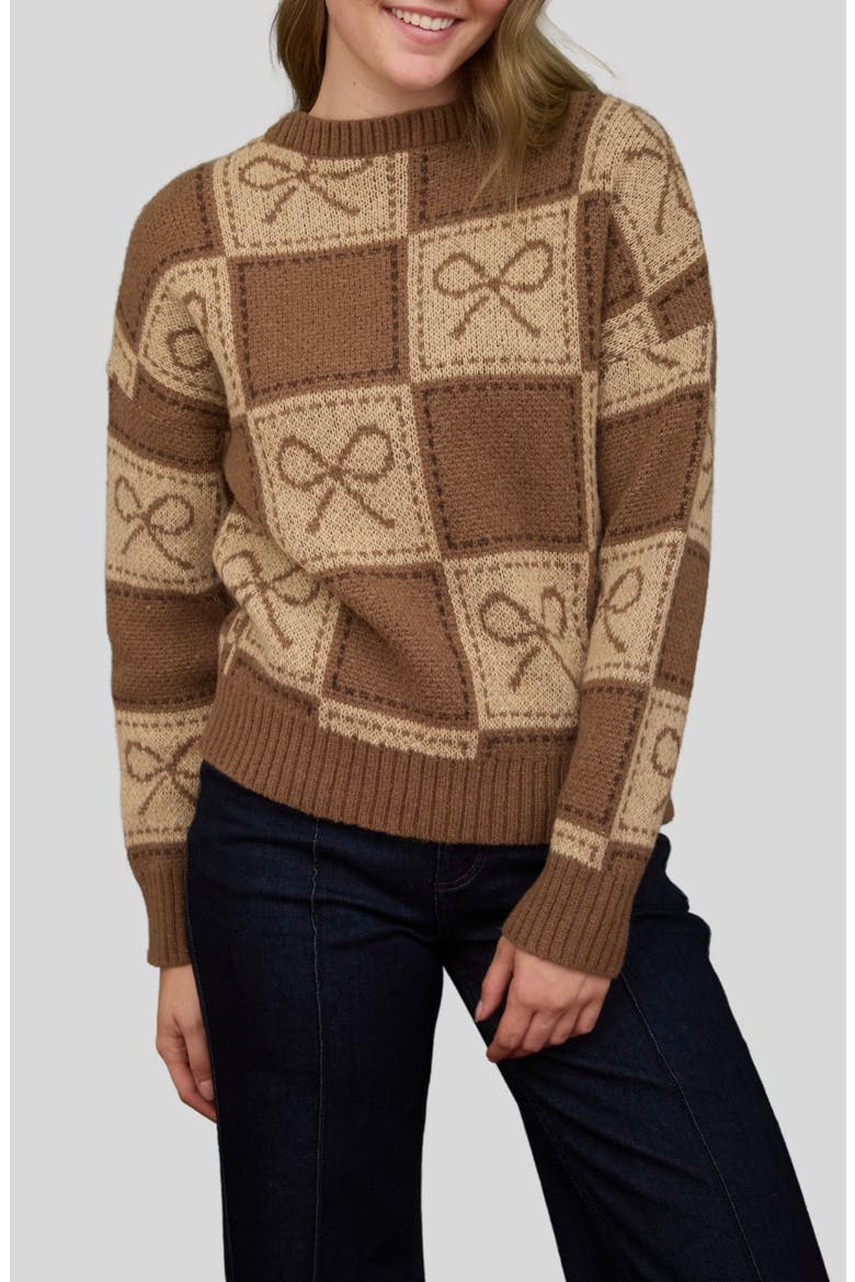 Bow Sweater, Main, color, BROWN
