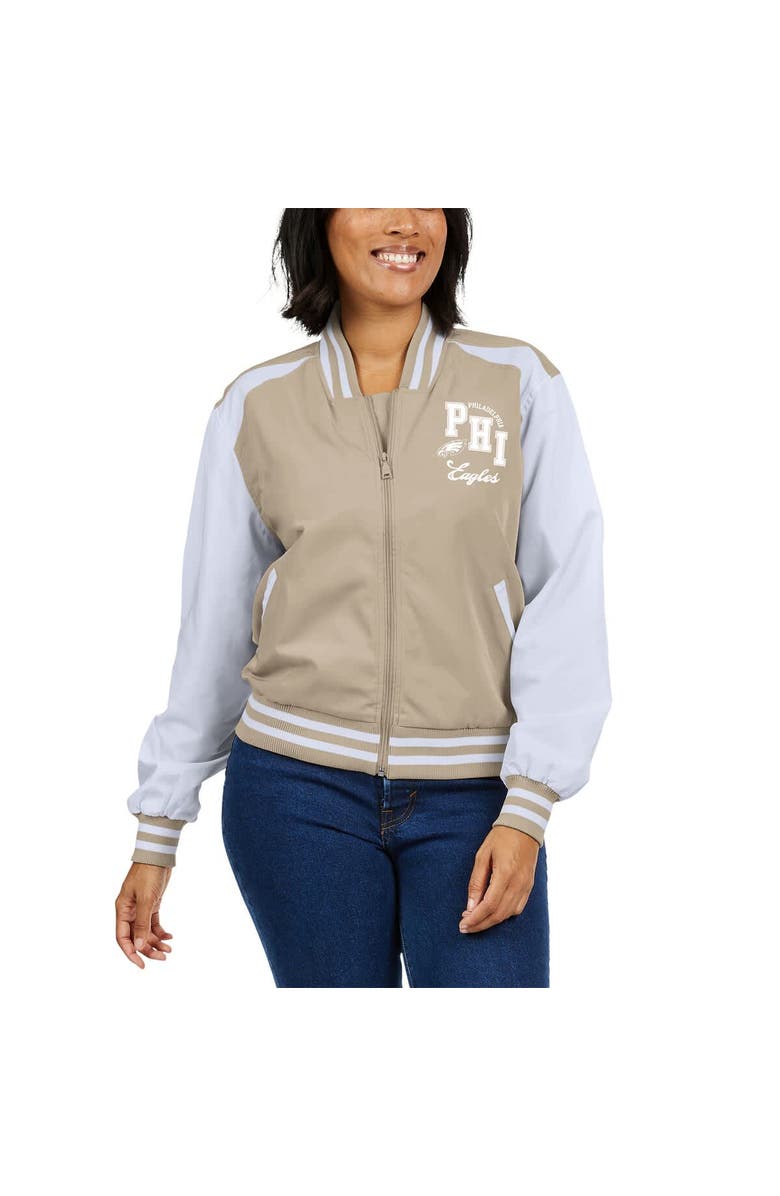 WEAR by Erin Andrews Women's WEAR by Erin Andrews Tan Philadelphia Eagles Tonal Full-Zip Bomber Jacket, Alternate, color, Tan