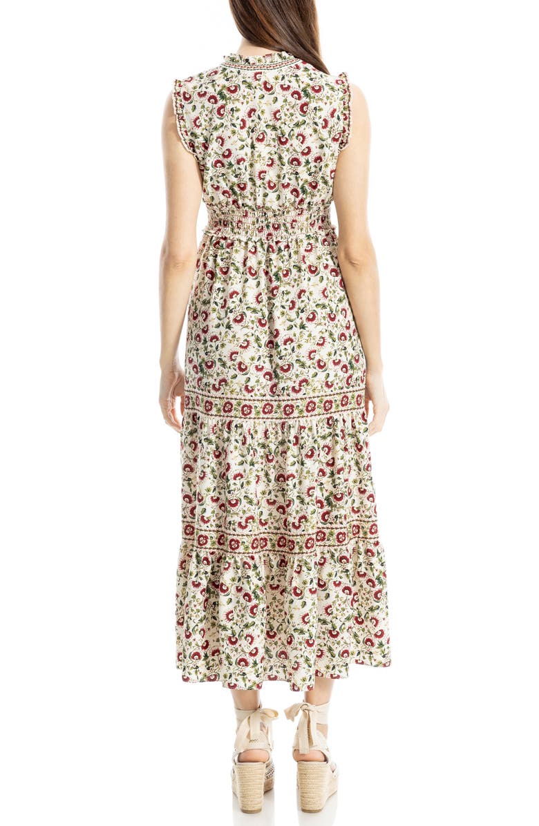 MAX STUDIO Smocked Fit & Flare Maxi Dress, Alternate, color, Cream/ Red Poppies In Bloom
