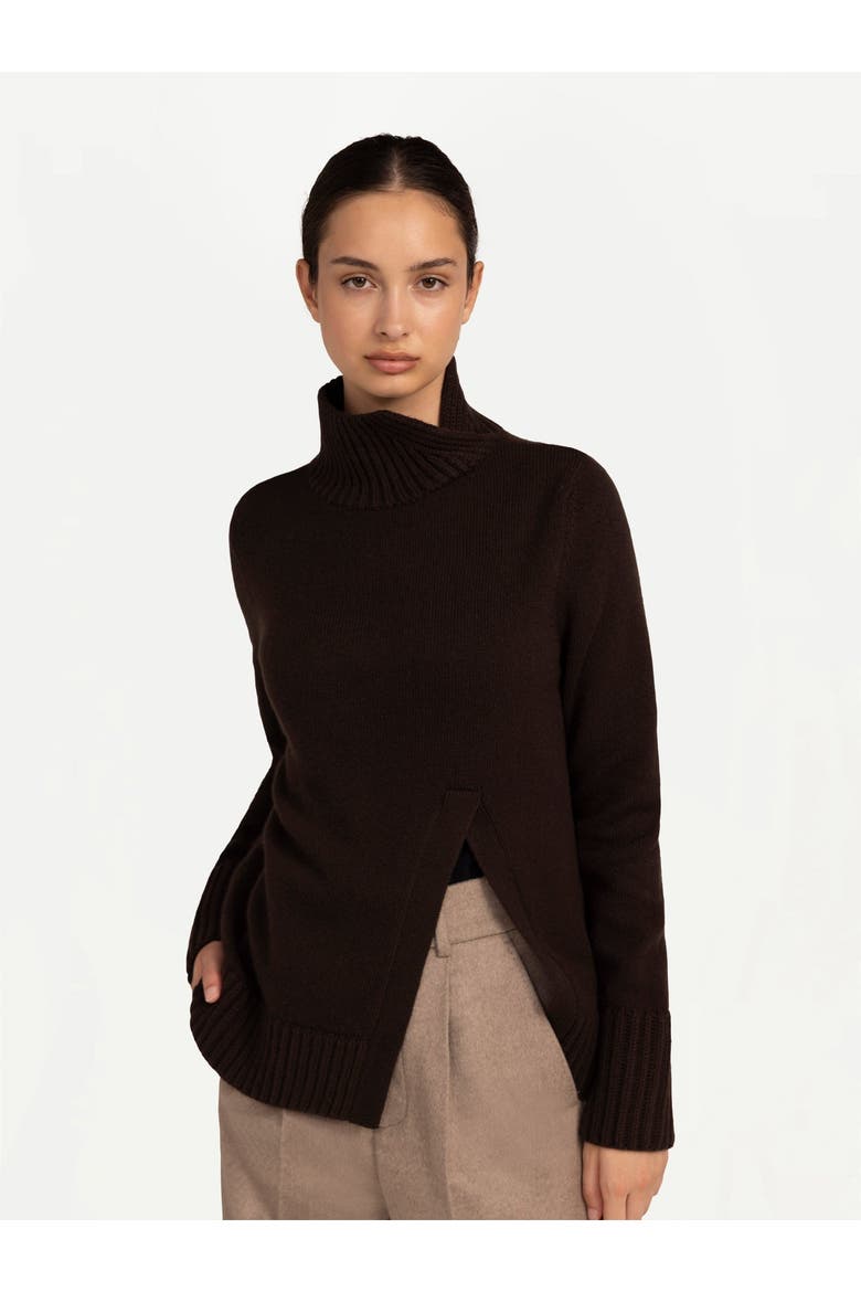 Cut-Out Cashmere Turtleneck, Alternate, color, wren