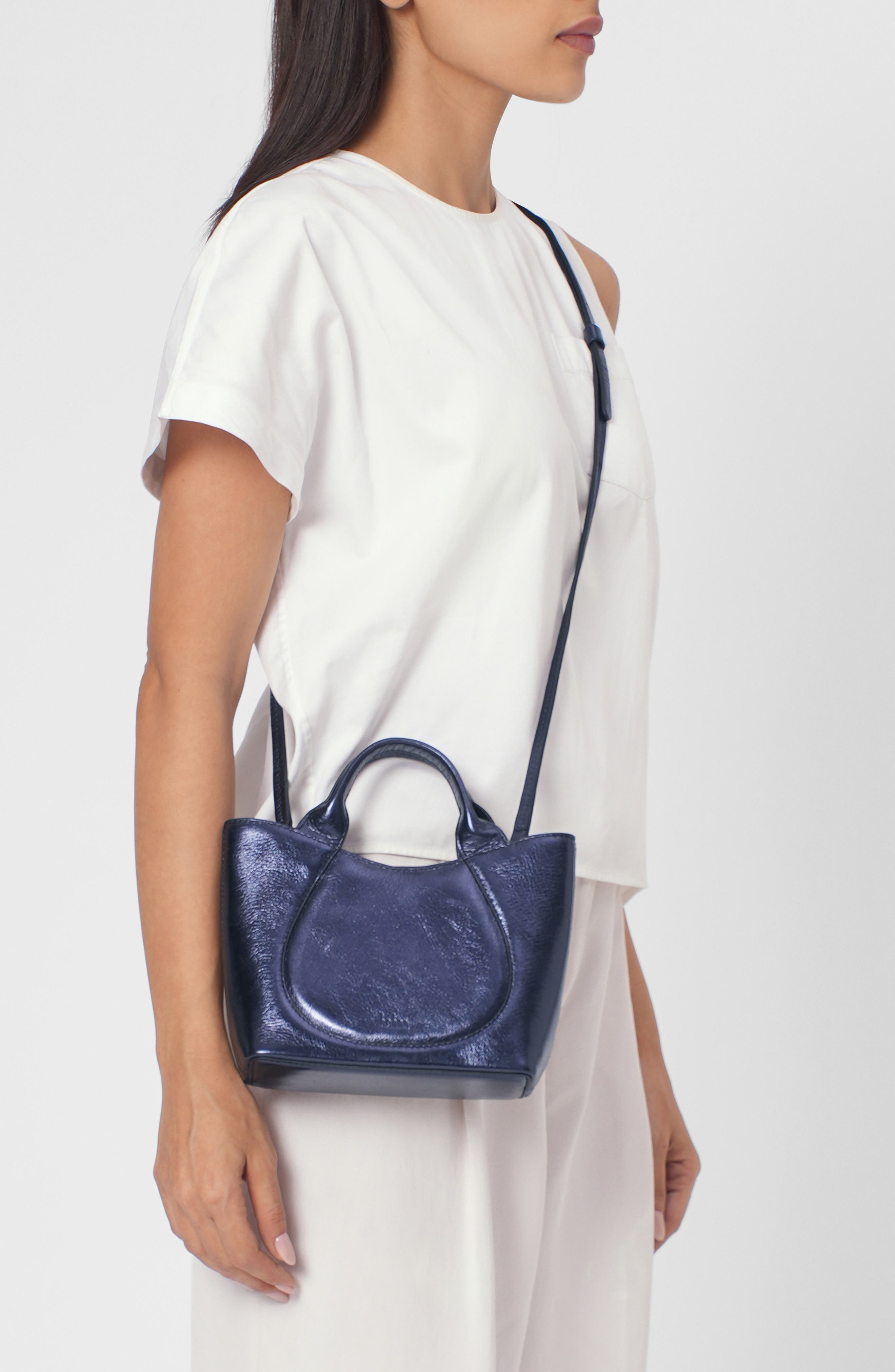 Katrina Mini Metallic Leather Tote, Alternate, color, SAPPHIRE