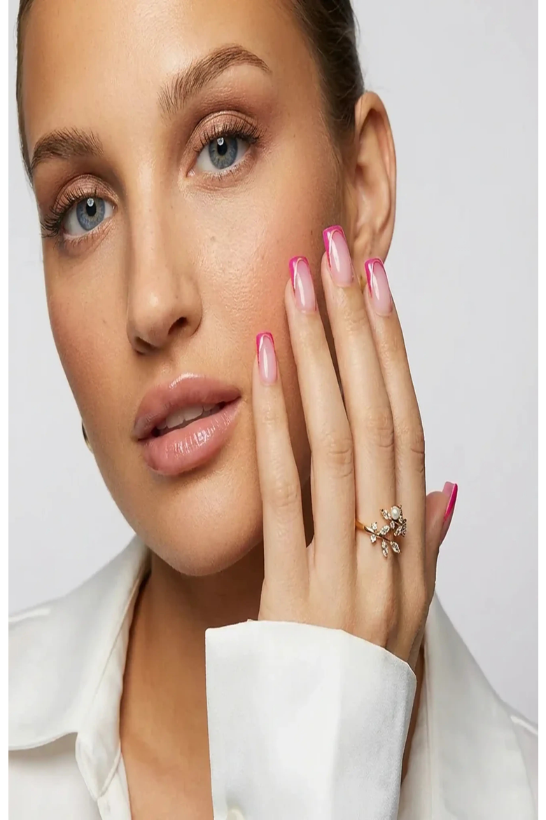Metallic Petal Square Press-On Nails, Alternate, color, Metallic Petal