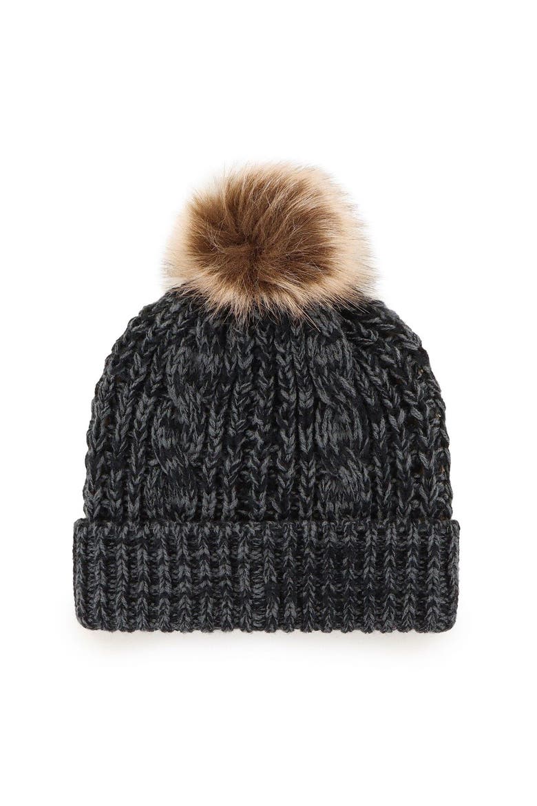 Women's '47 Black Atlanta Falcons Logo Meeko Cuffed Knit Hat with Pom, Alternate, color, Black