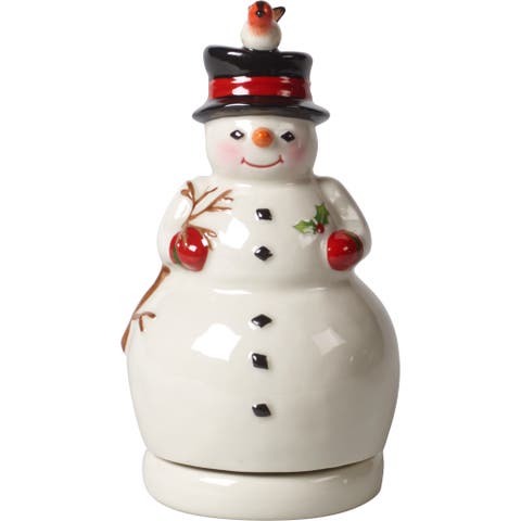 Nostalgic Melody Turning Snowman Music Figurine