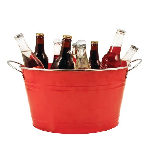 Twine Big Red Galvanized Metal Beverage Tub In Red