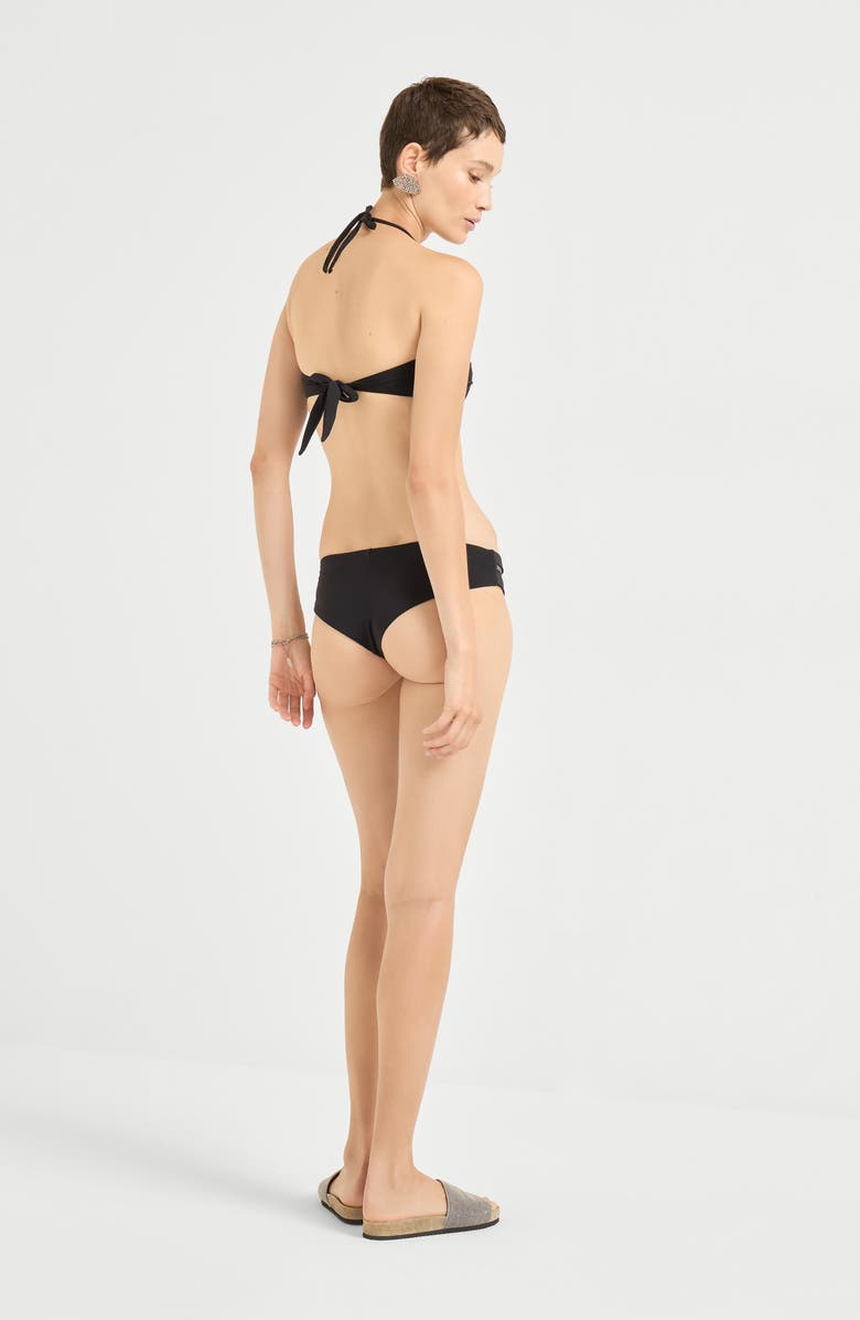 Brunello Cucinelli Bikini bandeau top with monili, Alternate, color, Black
