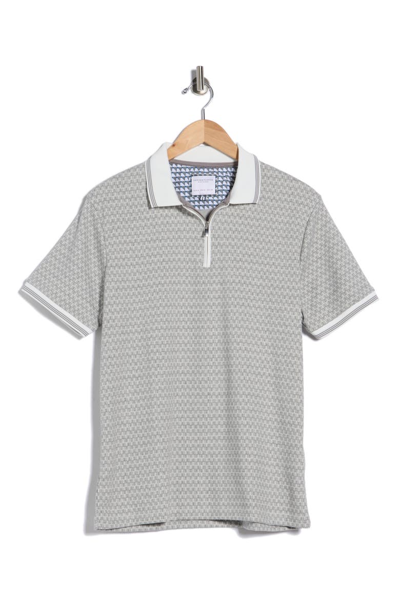 Textured Geo Knit Polo, Alternate, color, GRAY