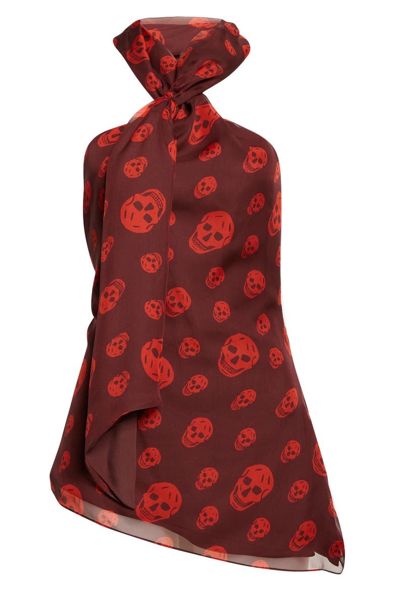 Skull Print Silk Chiffon Scarf Top, Alternate, color, DARK PURPLE