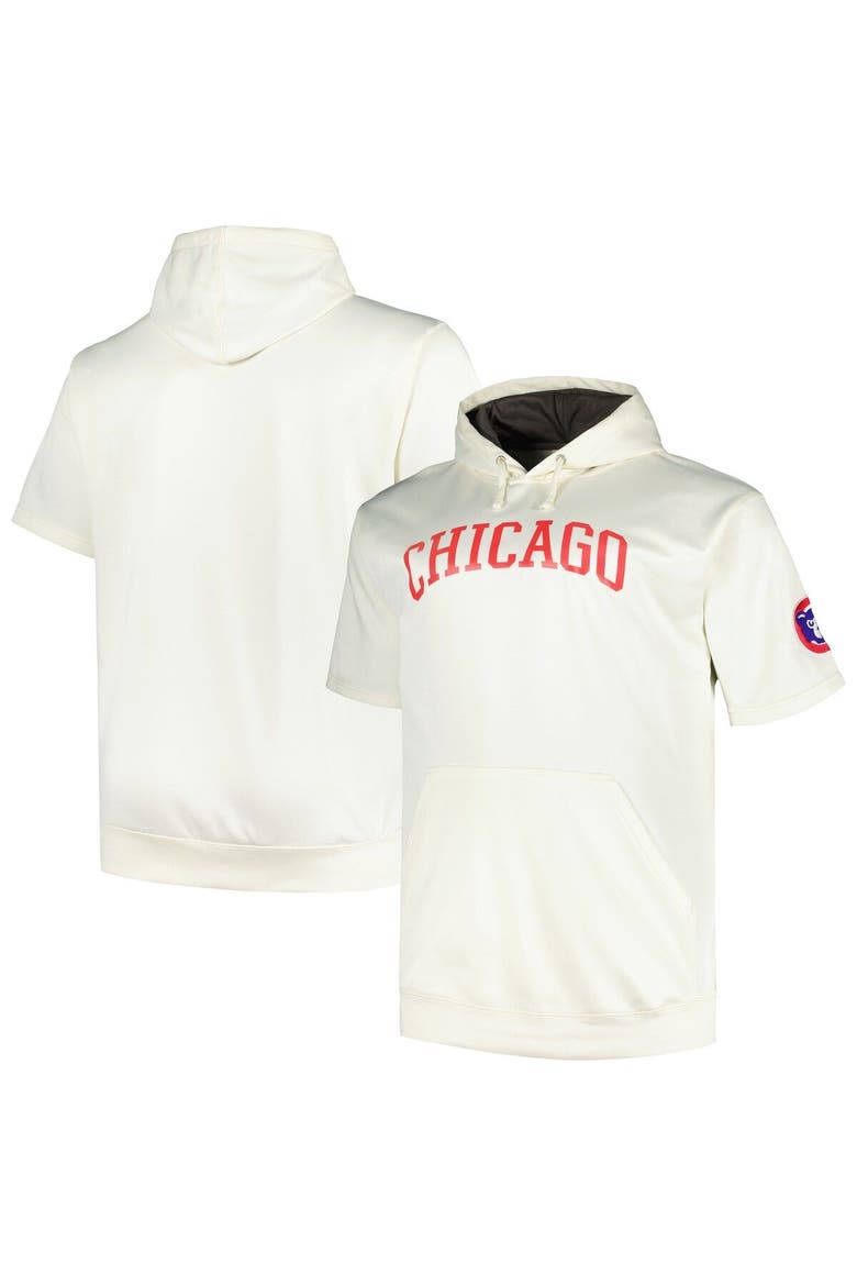 Men's Profile Oatmeal Chicago Cubs Big & Tall Contrast Short Sleeve Pullover Hoodie, Main, color, Oatmeal