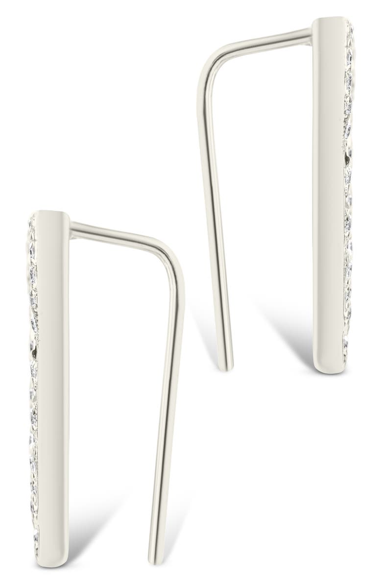 Sterling Forever Janine Cubic Zirconia Geometric Threader Earrings, Alternate, color, Silver