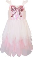Zunie Sequin Bow Ruffle Tulle Dress