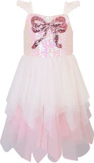 Zunie Sequin Bow Ruffle Tulle Dress