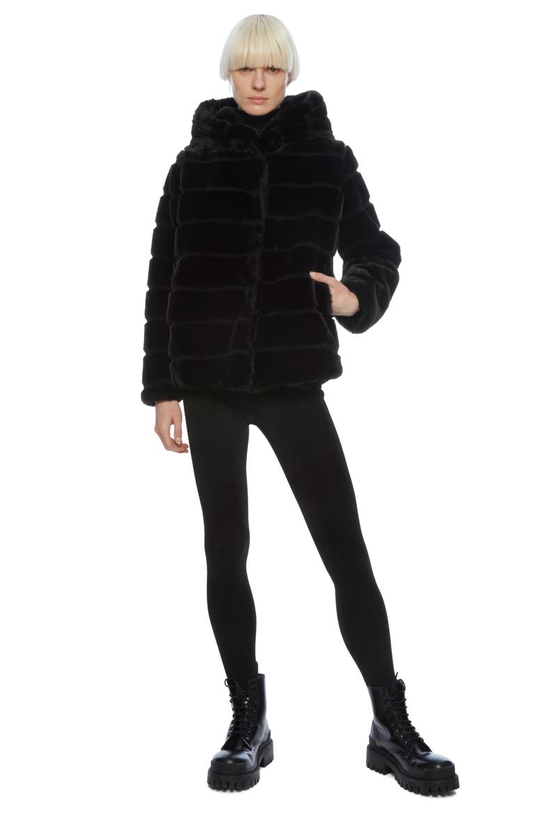 Goldie 4 Faux Fur Hooded Jacket, Alternate, color, NOIR